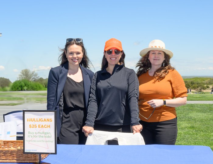 MEE Development Coordinator Chelsea Kraveski, CMEE Co-President Liz BArd, CMEE Co-President Lara Sweeney at Children's Museum Golf Outing
