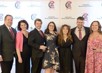Joe and Heather Meyer, Scott Dein, Bernadette Tutthill Coalition VP, Lyn and Walter McKay, Sydney Macksel at North Fork Breast Health Coalition Gala